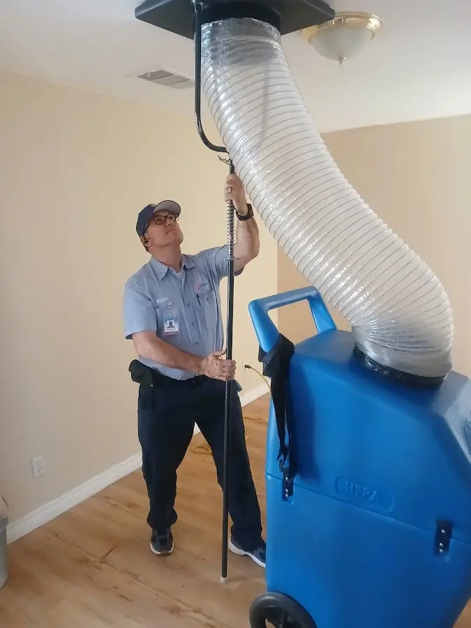 Mini Split Installation technician using HEPA equipment in Plaquemine
